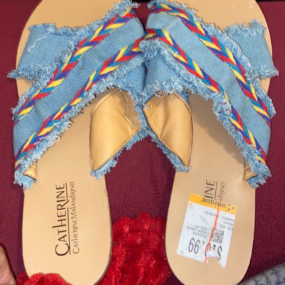 Brand new sandals size 10 red ones size 9.5